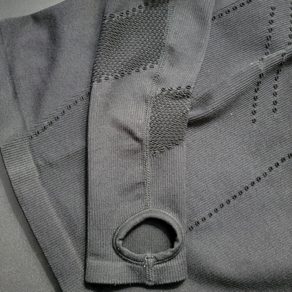 𝅺ATHLETIC Fitted Full Zip Thumb Hole Sleeve Jacket Black - Picture 7 of 7